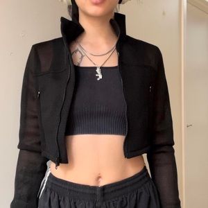 Black mesh athletic jacket
